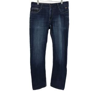 Flying Machine Mens size 34X32 Slim Tapered Michael Denim Blue Jeans Fading Mid
